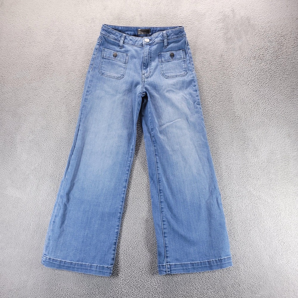 KUT From The Kloth Jeans Womens 0 Blue Meg Wide Leg High Rise Crop Stretch Denim